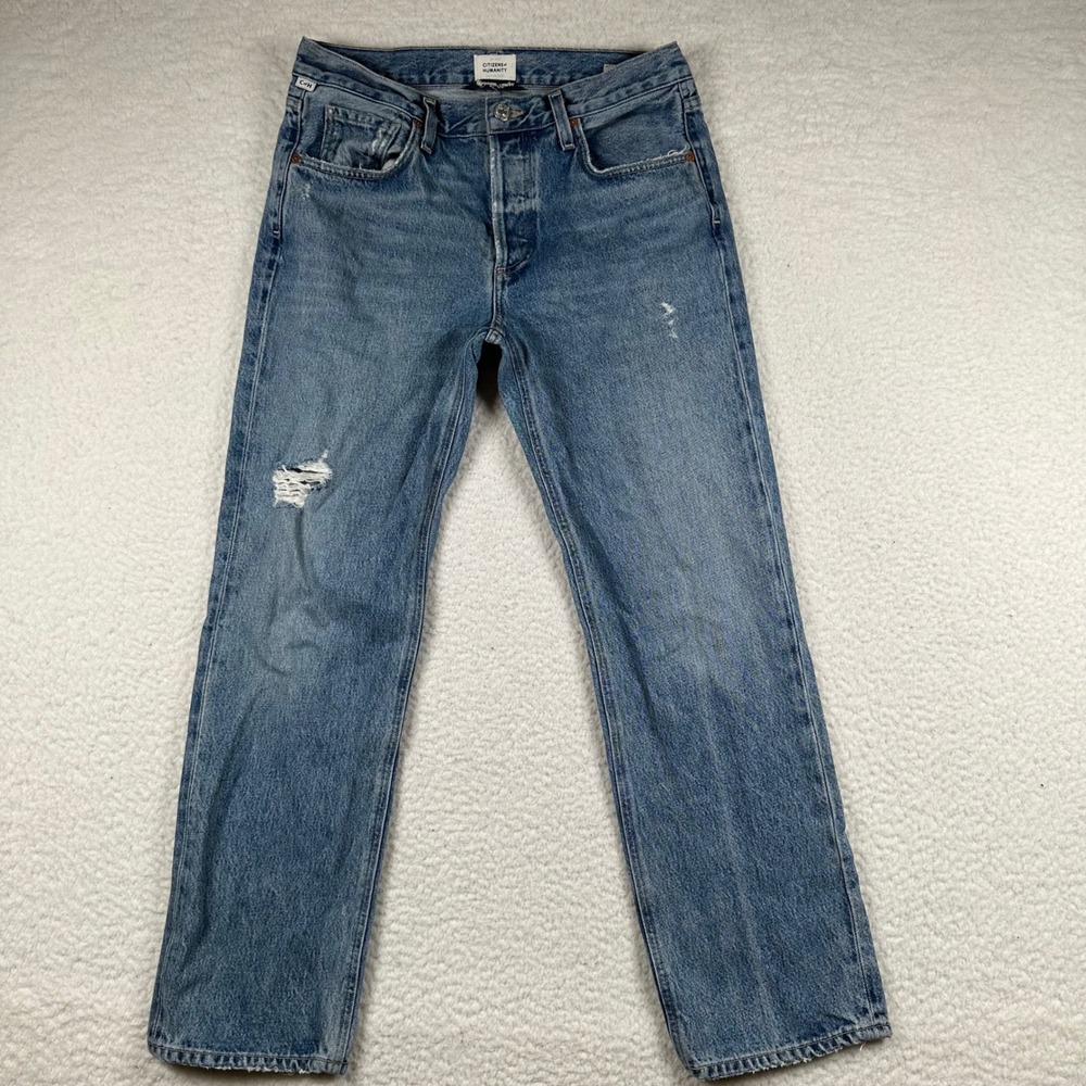 Citizens of Humanity Neve Jeans High Rise Relaxed Straight Distressed 26x28